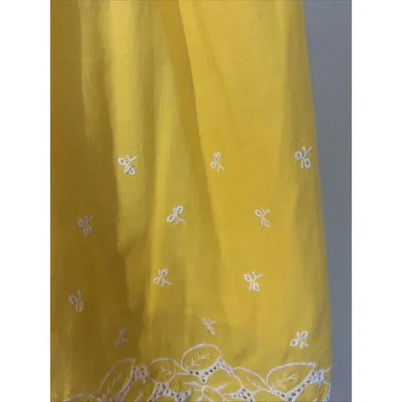 Candies Yellow Y2K Ruffle‎ Embroidery Eyelet Trim Sundress Sleeveless Dress 3 - Picture 6 of 10